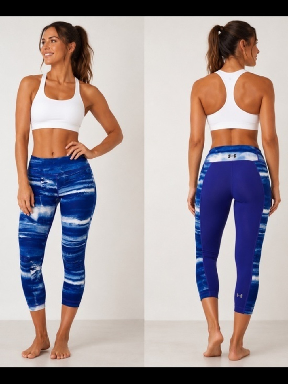Under Armour Blue Abstract Print Compression Leggings Medium